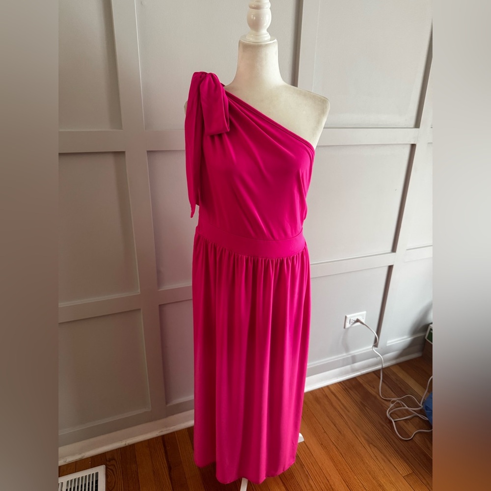 Chic One-Shoulder Pink Dress
